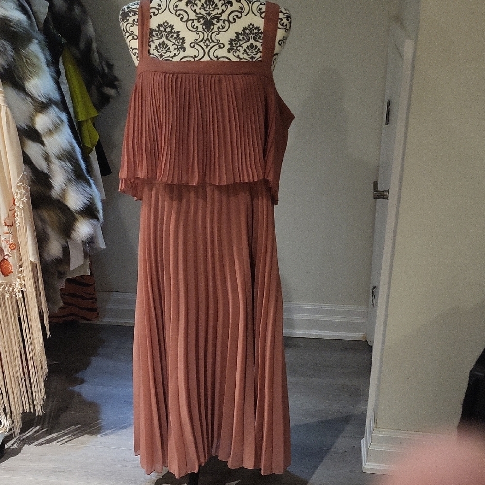 ASOS Pleated Midi Dress in Dusty Rose